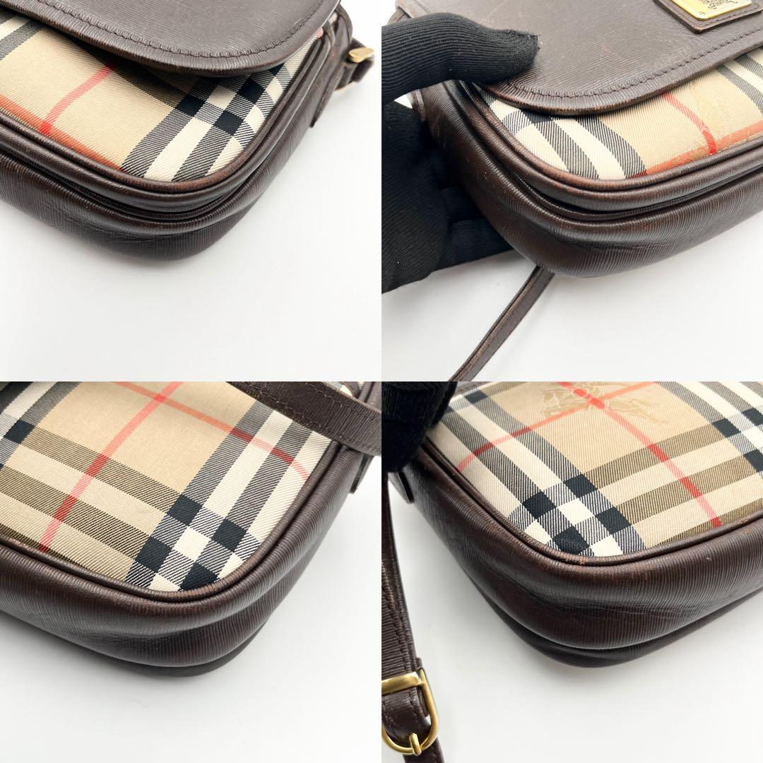 希少✨ バーバリー ショルダーバッグ フラップ ノバチェック レザー ホースロゴ