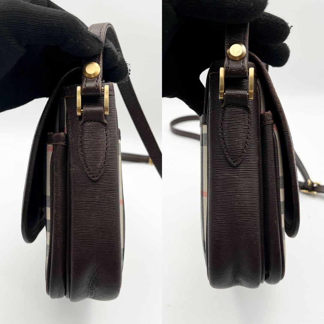 希少✨ バーバリー ショルダーバッグ フラップ ノバチェック レザー ホースロゴ