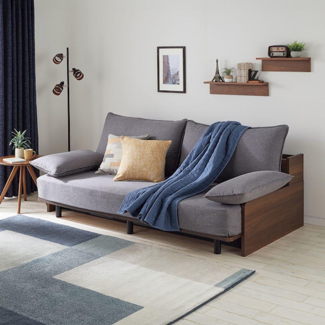 ニトリ ソファベッド 3WAY シングル対応／ミドルブラウン