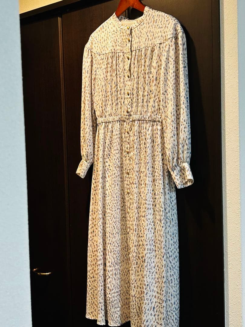 ANAYI スタンドカラーフラワープリントワンピース