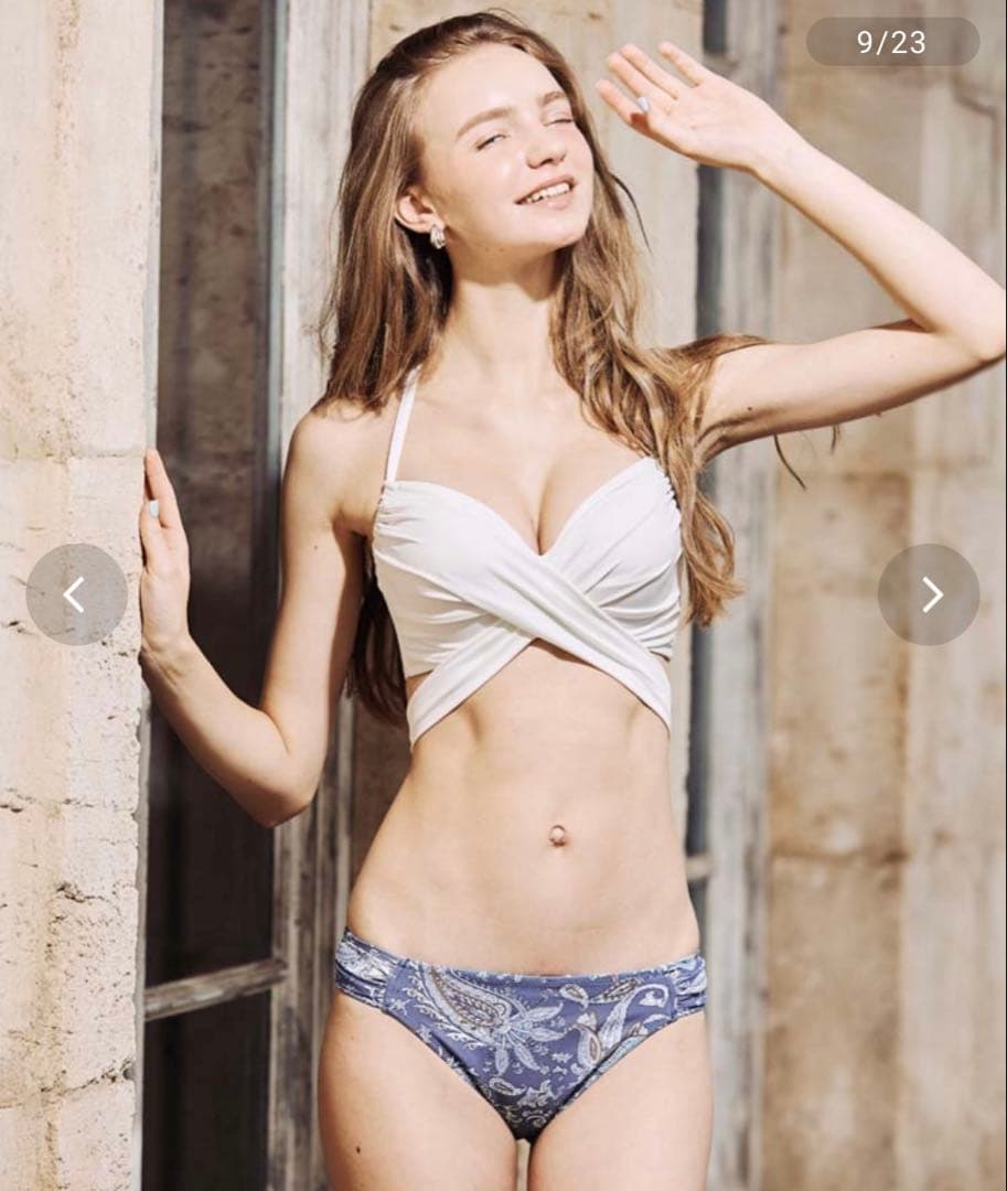 ホワイト×パープル クロスデザインビキニ