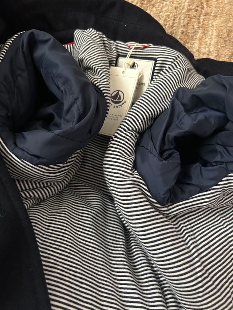 【新品タグ付き】プチバトー ウールコート 12ans 150 ネイビー 中綿入り