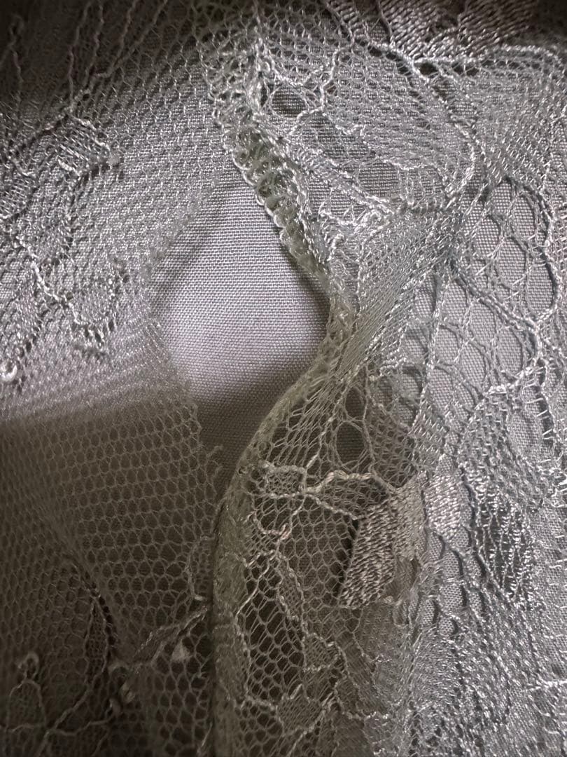 ボレロキャミワンピースレイヤード総レースパーティードレス グリーン　ほつれあり