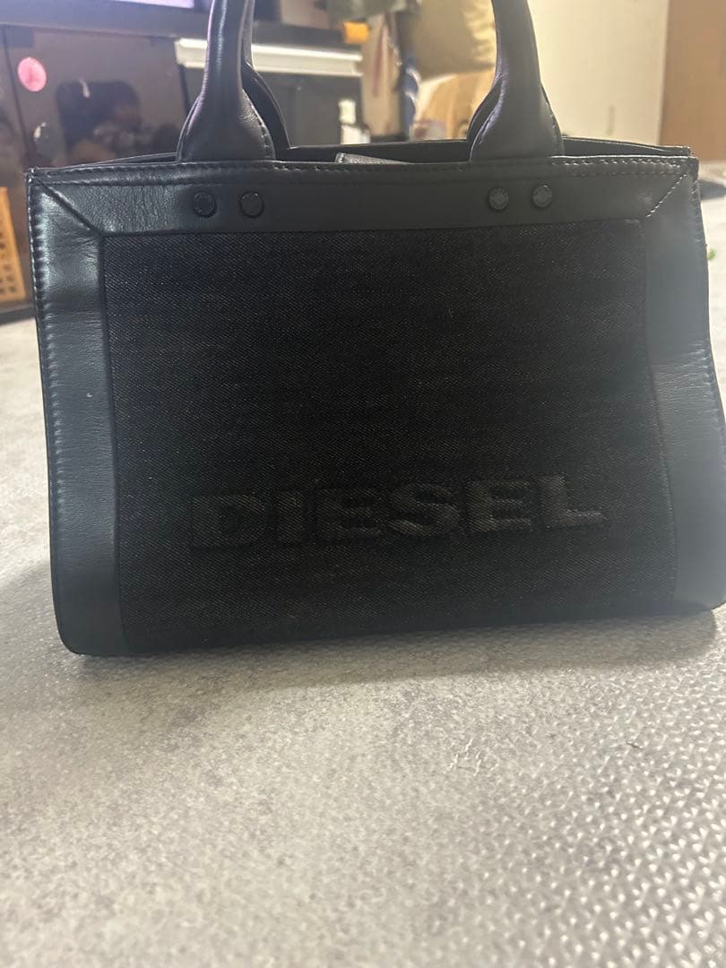 DIESEL ブラックキャンバスバッグ