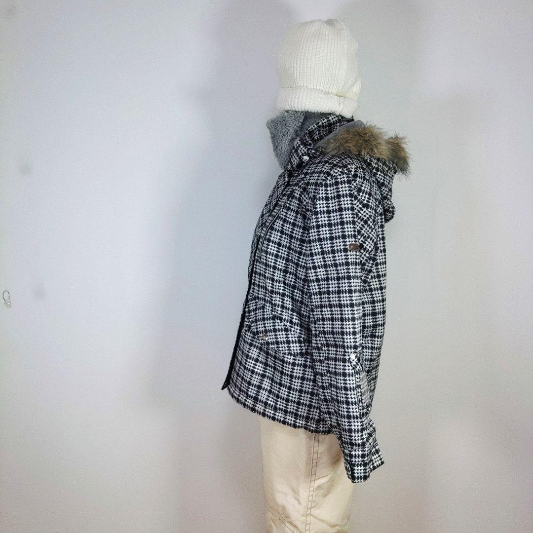 レディース　M　スキー　スノーボードウェア　上下セット　ブラック　チェック柄　白