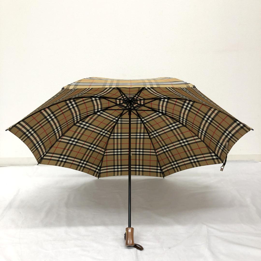 【未使用保管品】5F457/バーバリー/折り畳み傘/ノバチェック/ブラウン/茶