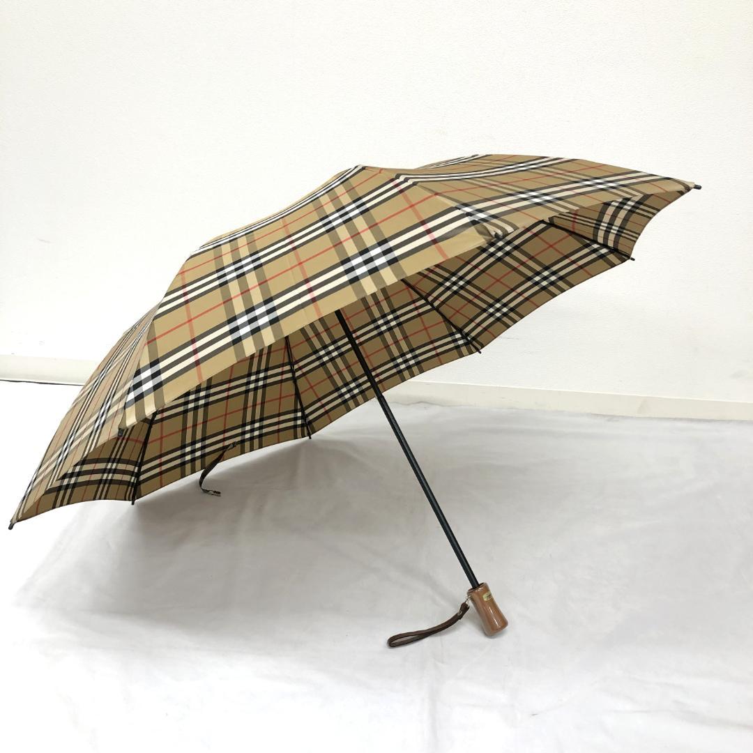 【未使用保管品】5F457/バーバリー/折り畳み傘/ノバチェック/ブラウン/茶