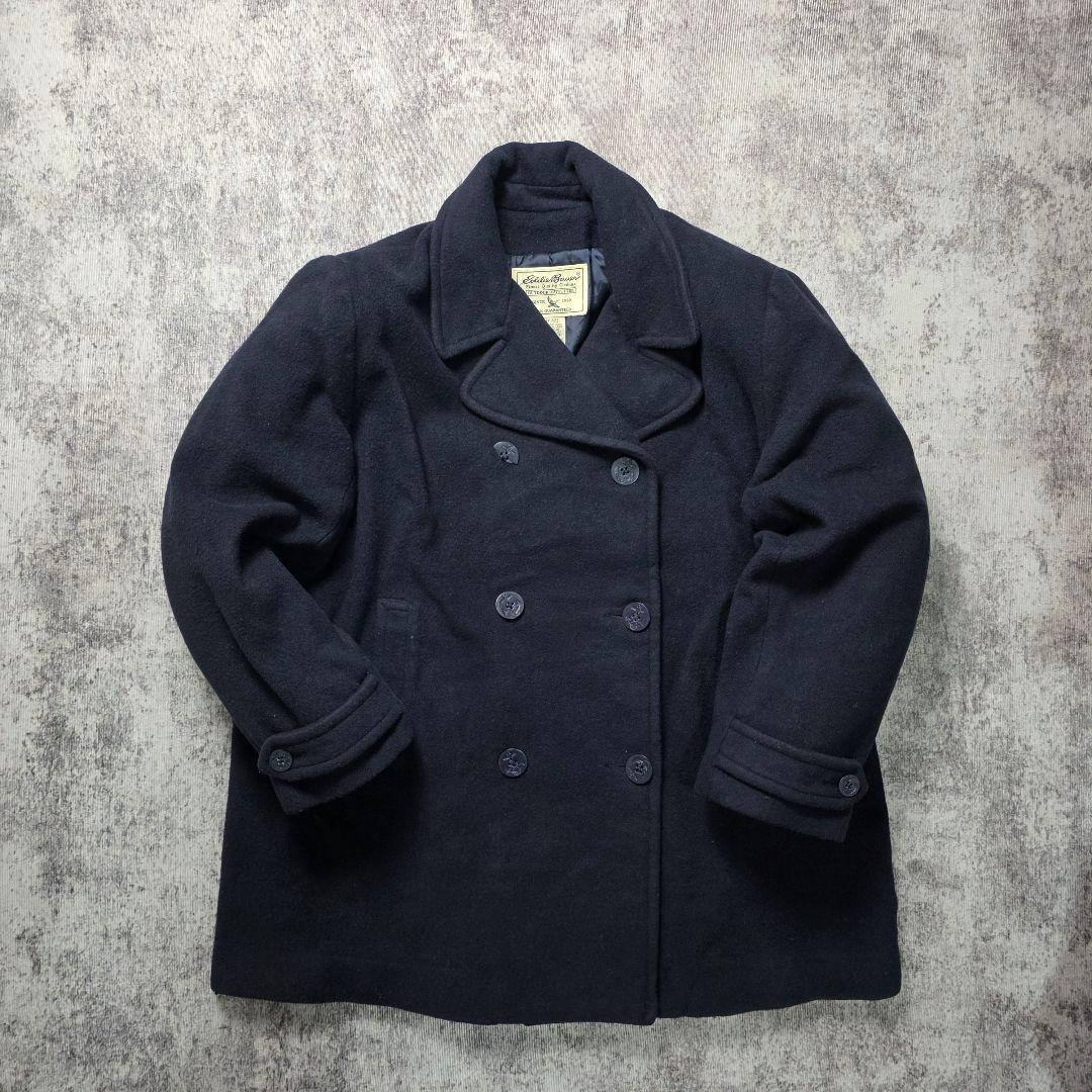 90s Eddie Bauer ウールPコート XL相当 ネイビー