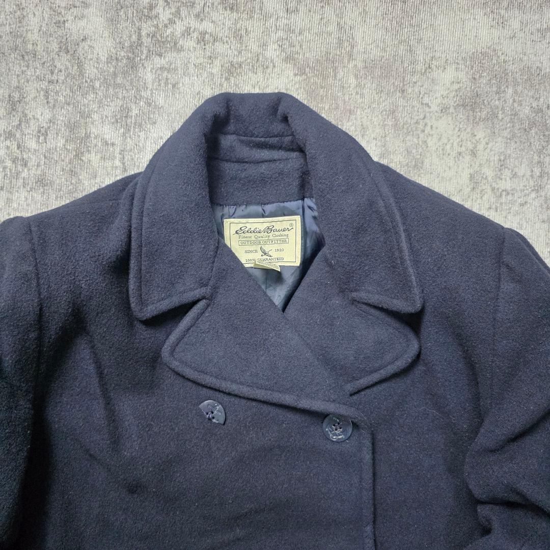 90s Eddie Bauer ウールPコート XL相当 ネイビー