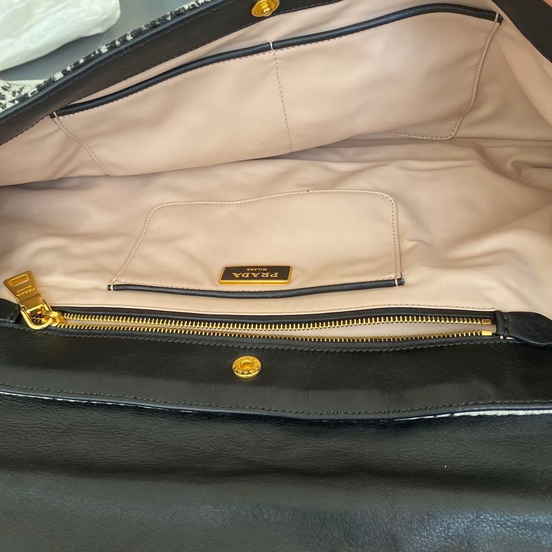 PRADA チェック柄ツイードクラッチバッグ