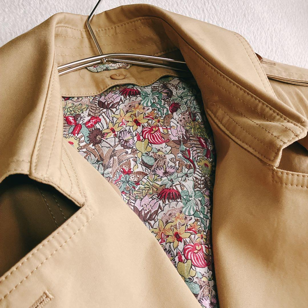 アナイANAYI★撥水 トレンチコート ダブル カシミヤウール ライナー付 花柄