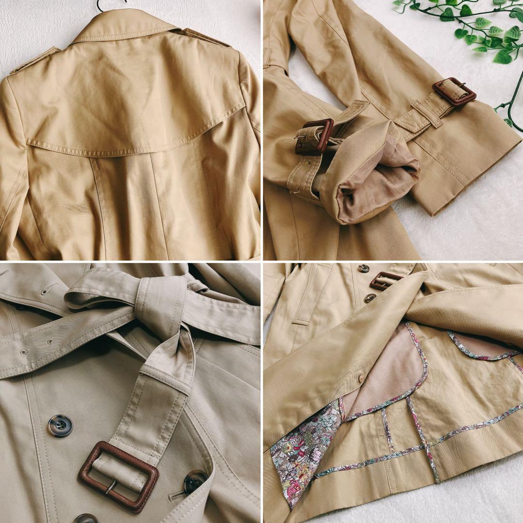 アナイANAYI★撥水 トレンチコート ダブル カシミヤウール ライナー付 花柄