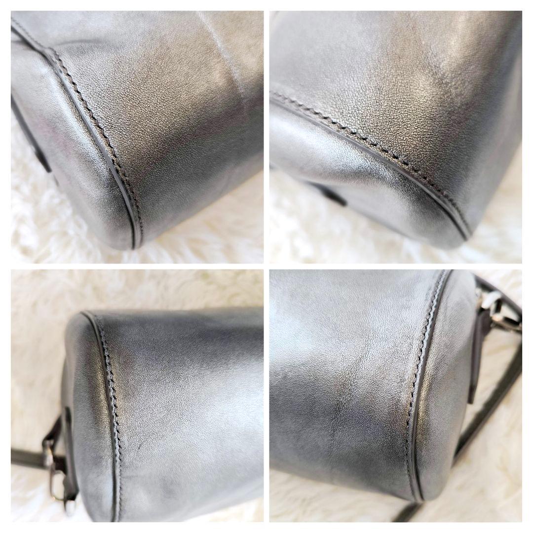 HIROFU ヒロフ ショルダーバッグ ドラム型 シルバー