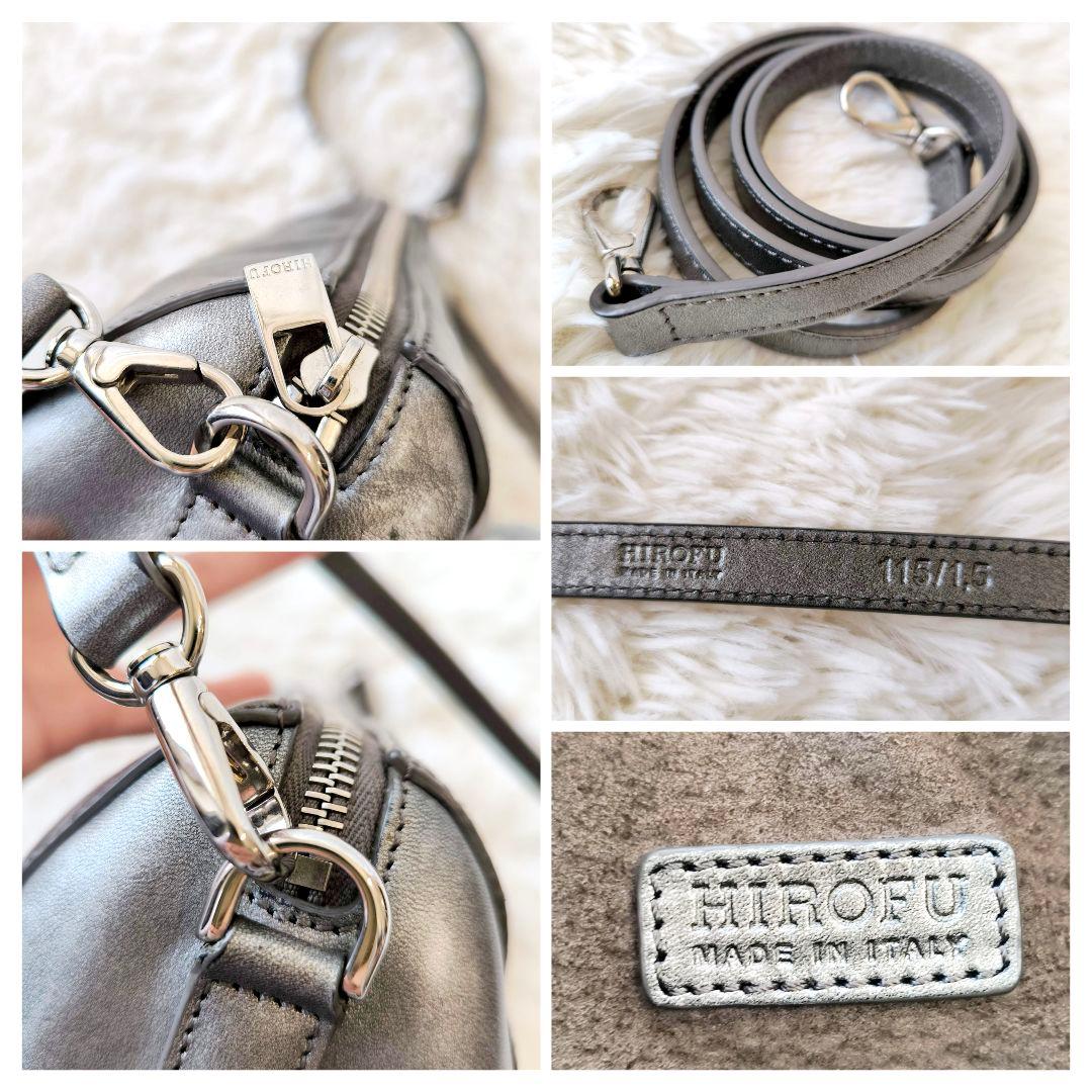 HIROFU ヒロフ ショルダーバッグ ドラム型 シルバー