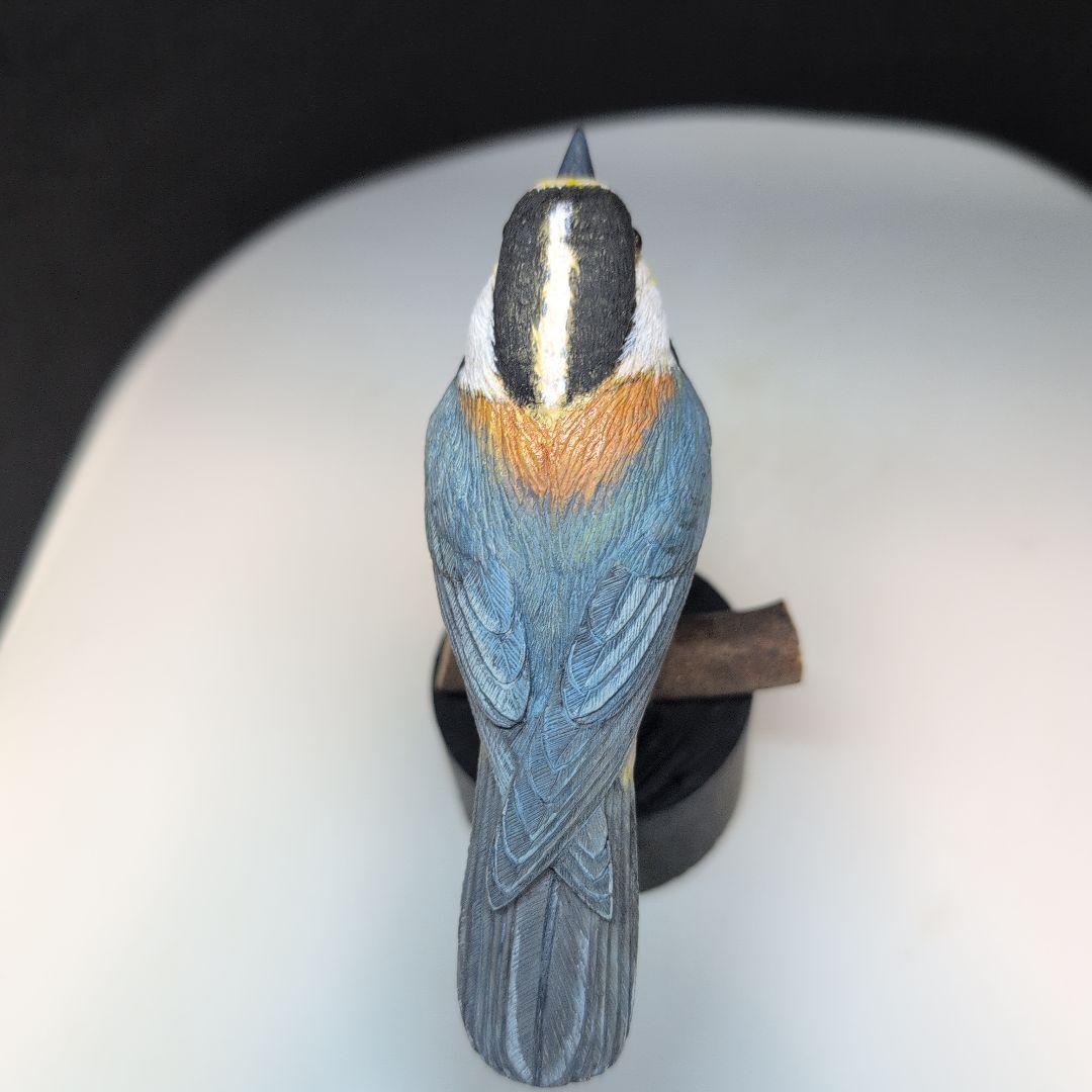 木製 鳥の彫刻 ヤマガラ　木彫の野鳥　 バードカービング