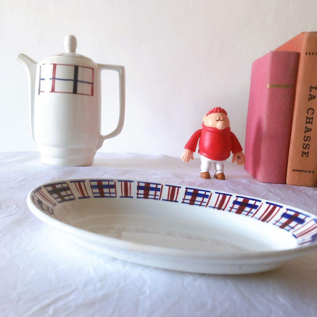 希少　サンタマン　バスク柄ラヴィエ　フランスアンティーク食器　ブロカント　蚤の市