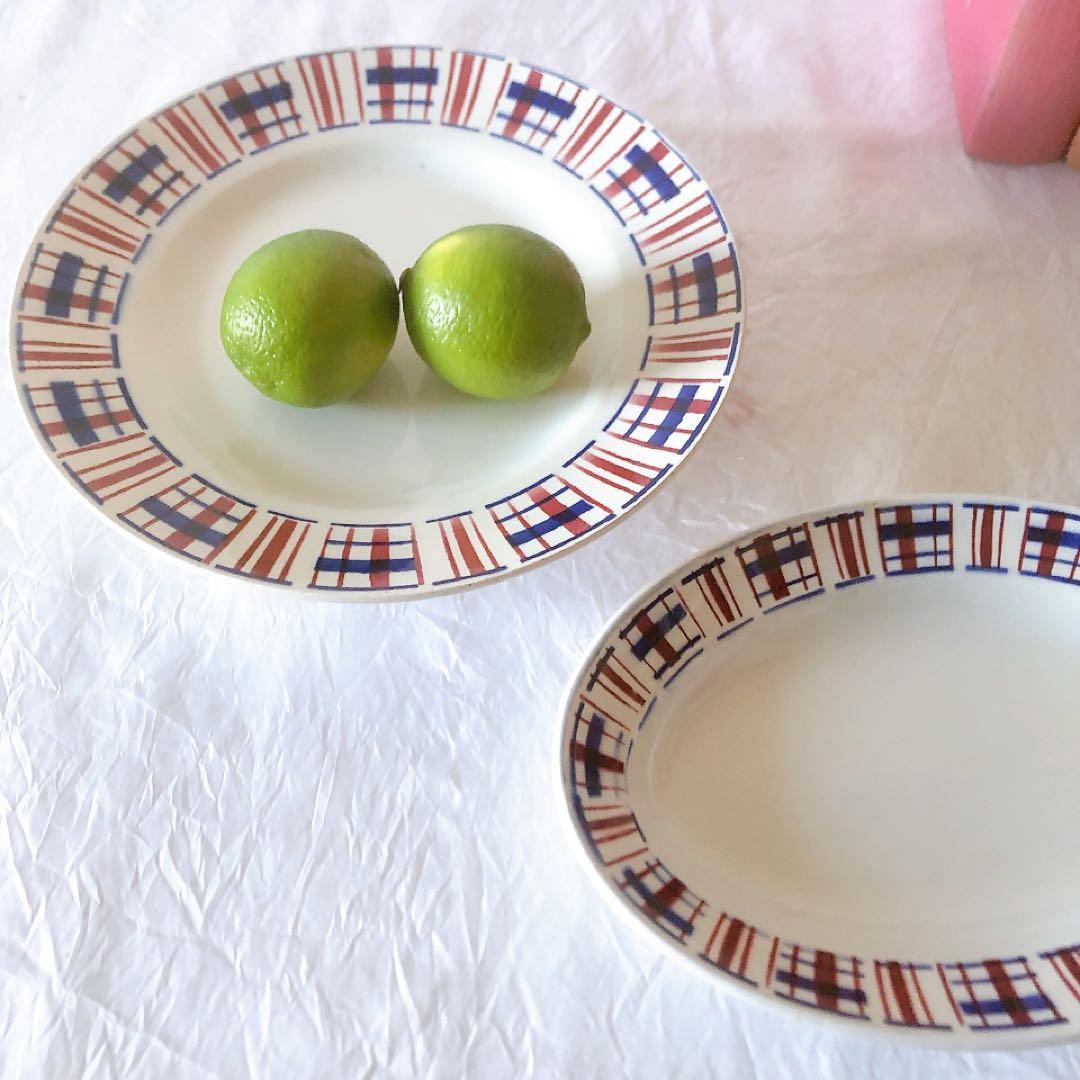 希少　サンタマン　バスク柄ラヴィエ　フランスアンティーク食器　ブロカント　蚤の市