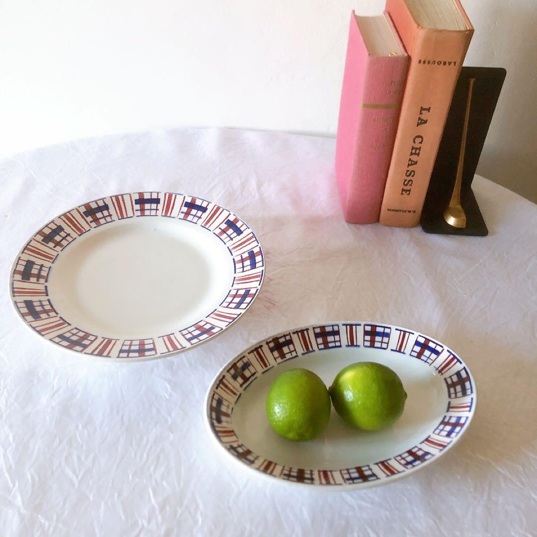 希少　サンタマン　バスク柄ラヴィエ　フランスアンティーク食器　ブロカント　蚤の市