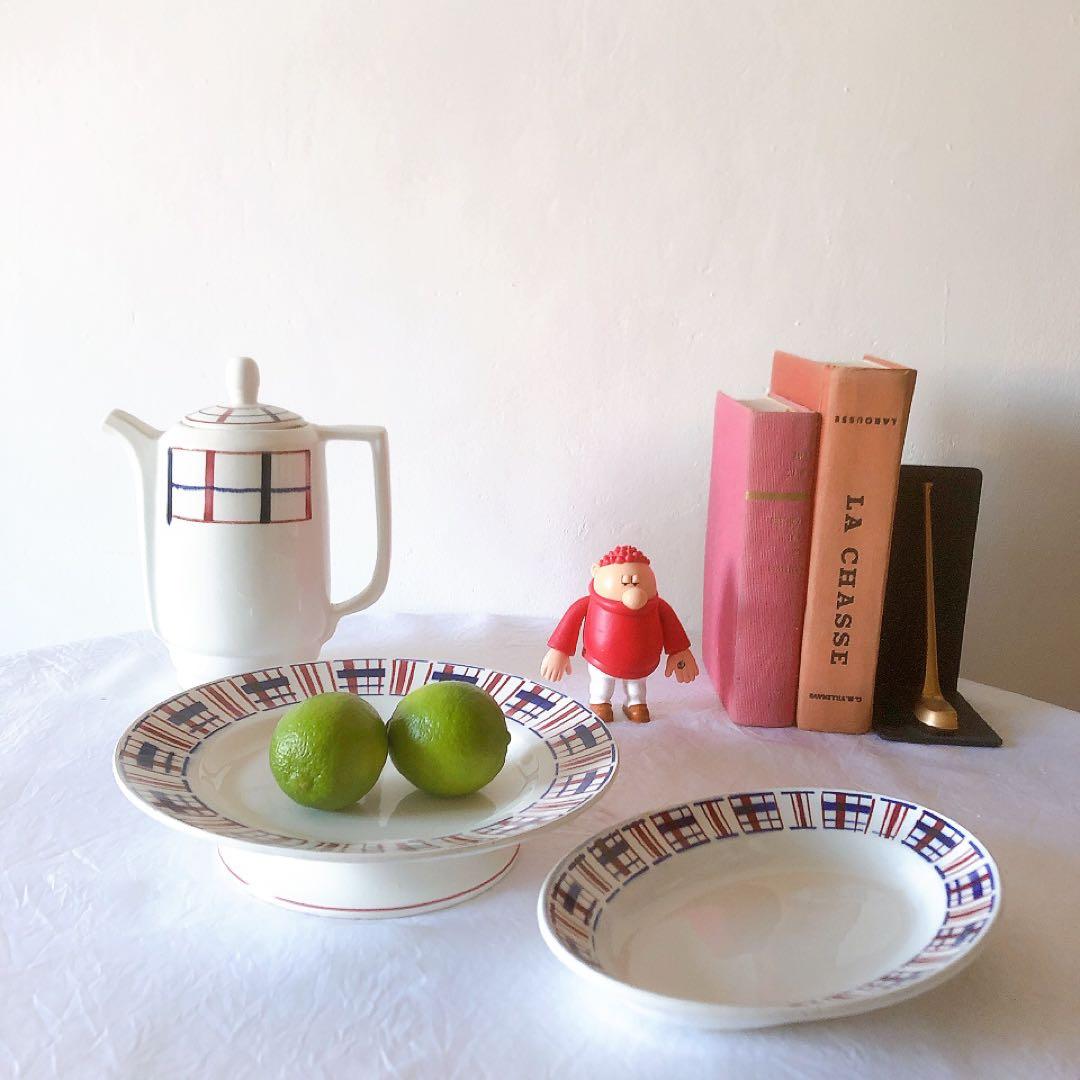 希少　サンタマン　バスク柄ラヴィエ　フランスアンティーク食器　ブロカント　蚤の市