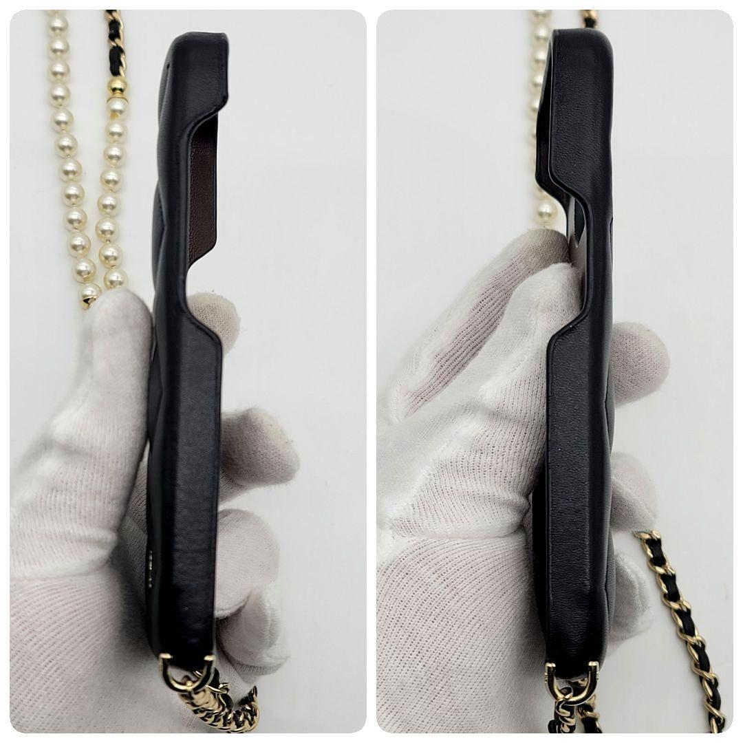 美品✨箱付✨CHANEL iphone14pro ケース マトラッセ チェーン
