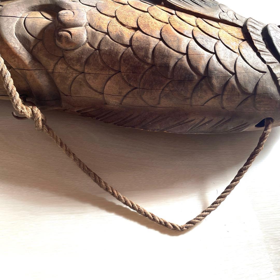 自在鉤 鯉 木彫り 古民具 アンティーク インテリア　和インテリア　昭和レトロ