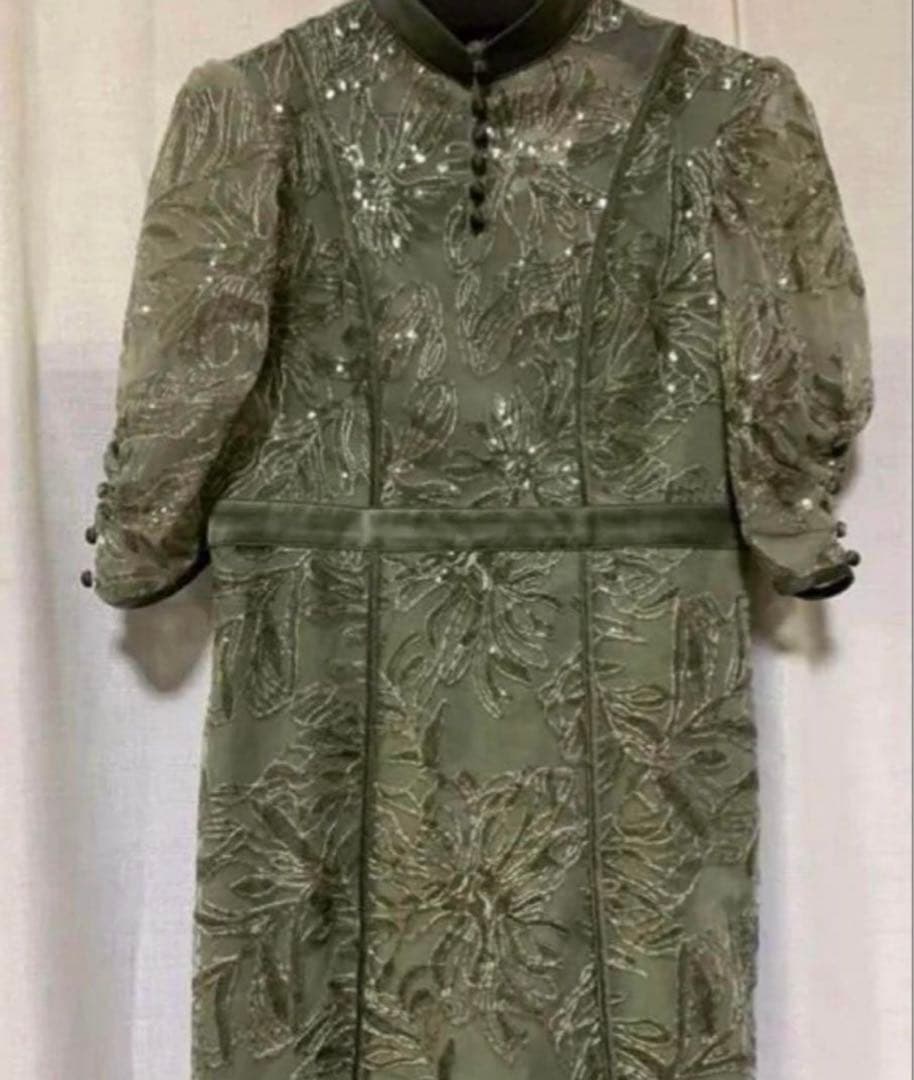 LEJA オリーブグリーン レース パーティードレス