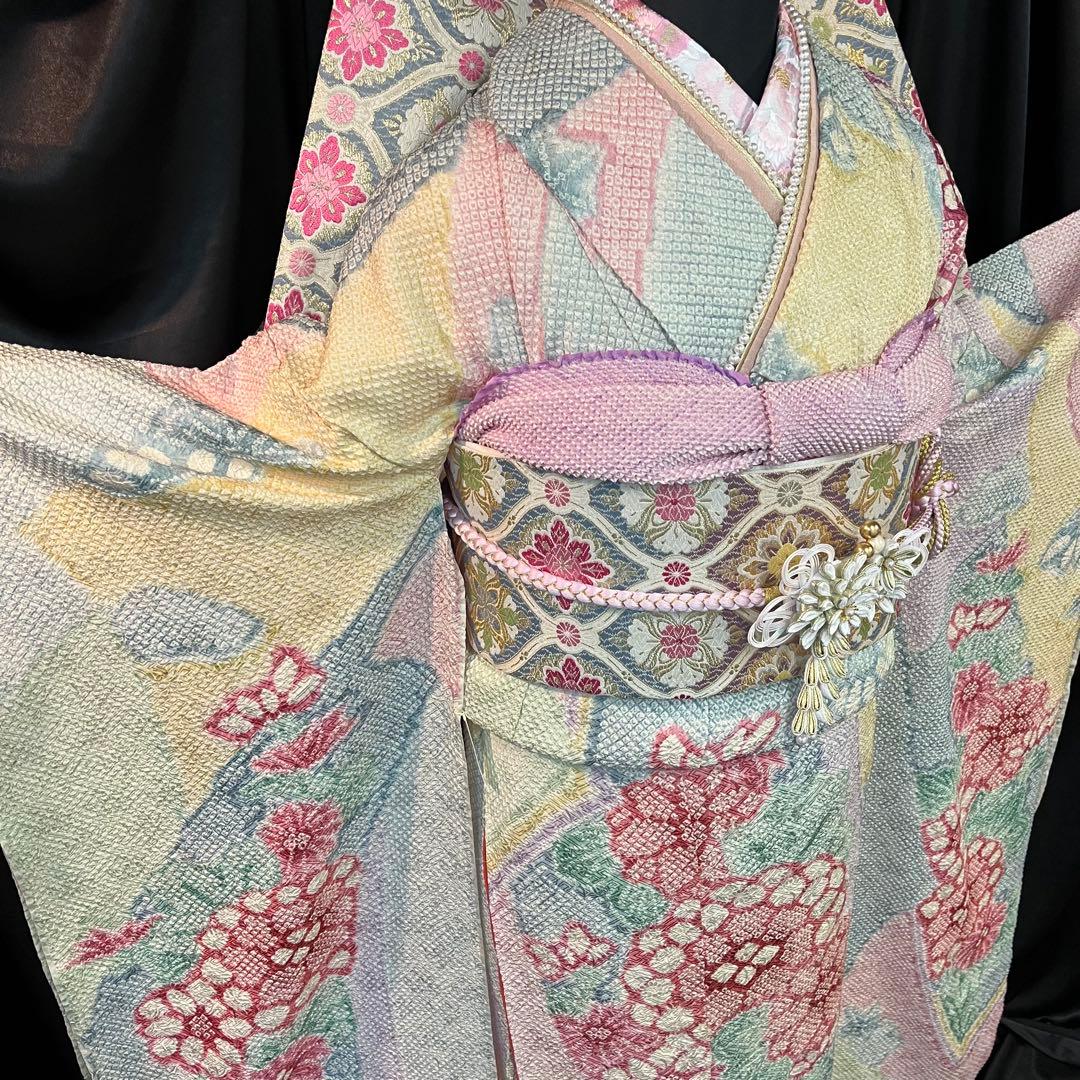 振袖フルセット■総絞り■オーダー仕立て■パステル色振袖■振袖一式■成人式