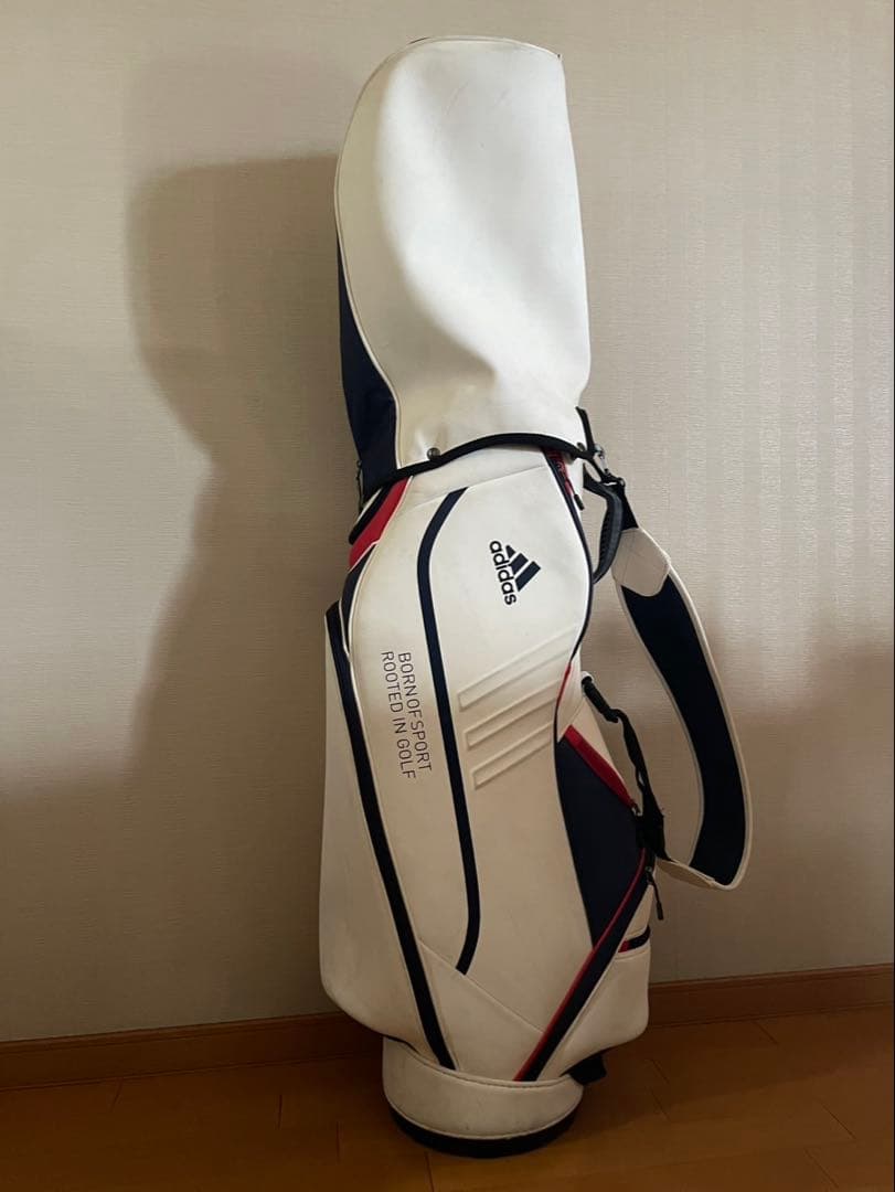 adidas キャディバッグ ホワイト ネイビー レッド　美品