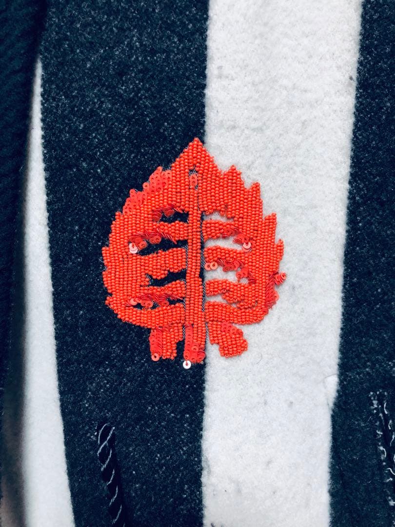 美品 UNDERCOVER 刺繍ガウンコート UCZ1302 黒白 カシミヤ