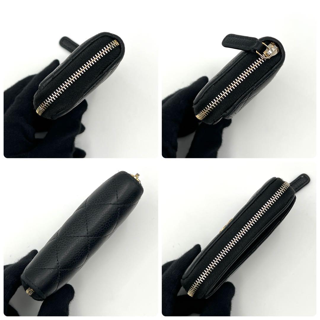 【美品】シャネル マトラッセ キャビアスキン ケース クラシックジップ