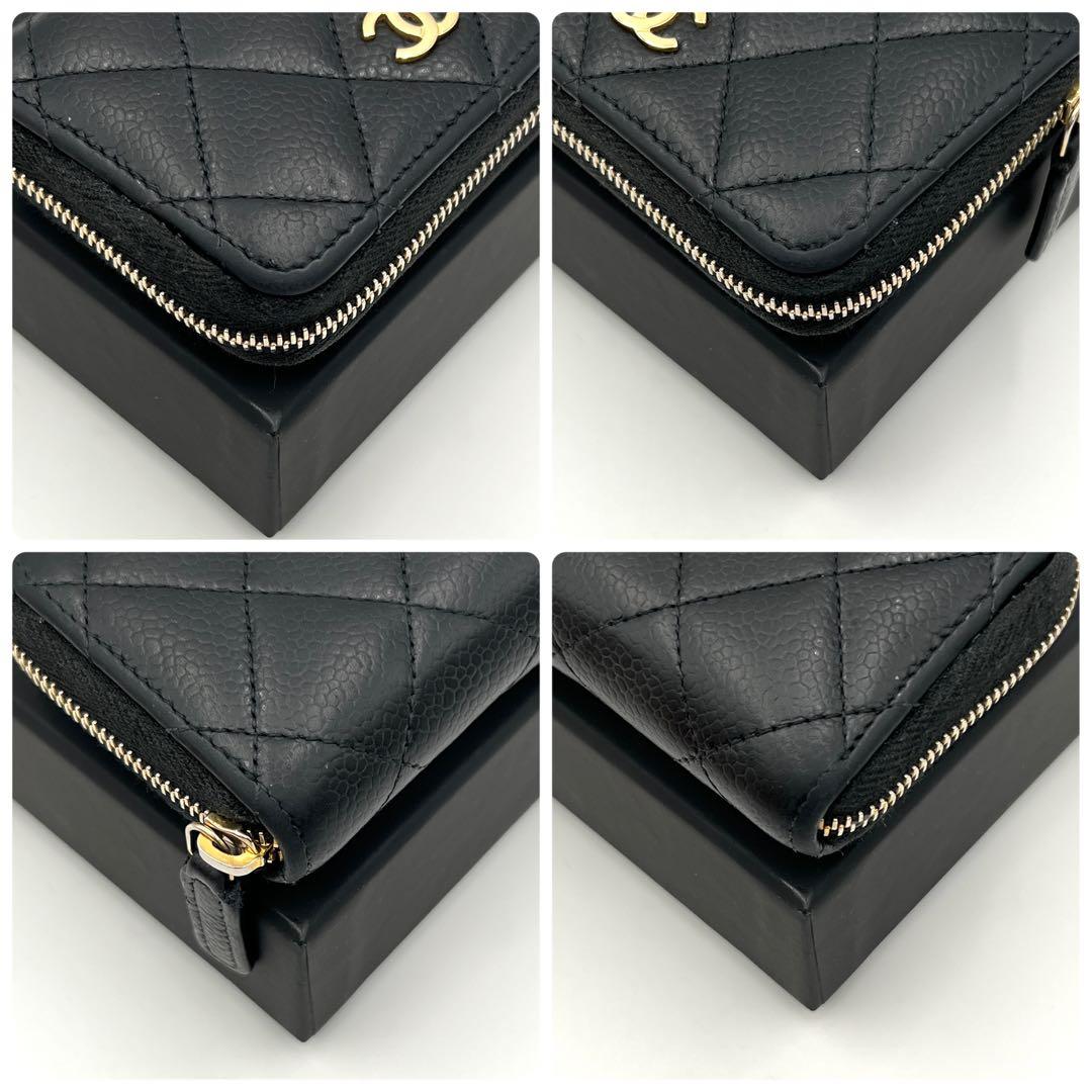 【美品】シャネル マトラッセ キャビアスキン ケース クラシックジップ