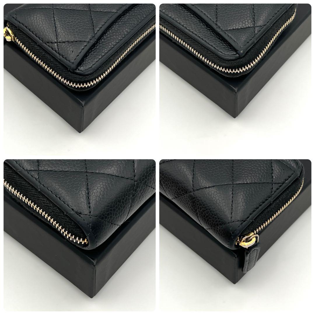 【美品】シャネル マトラッセ キャビアスキン ケース クラシックジップ