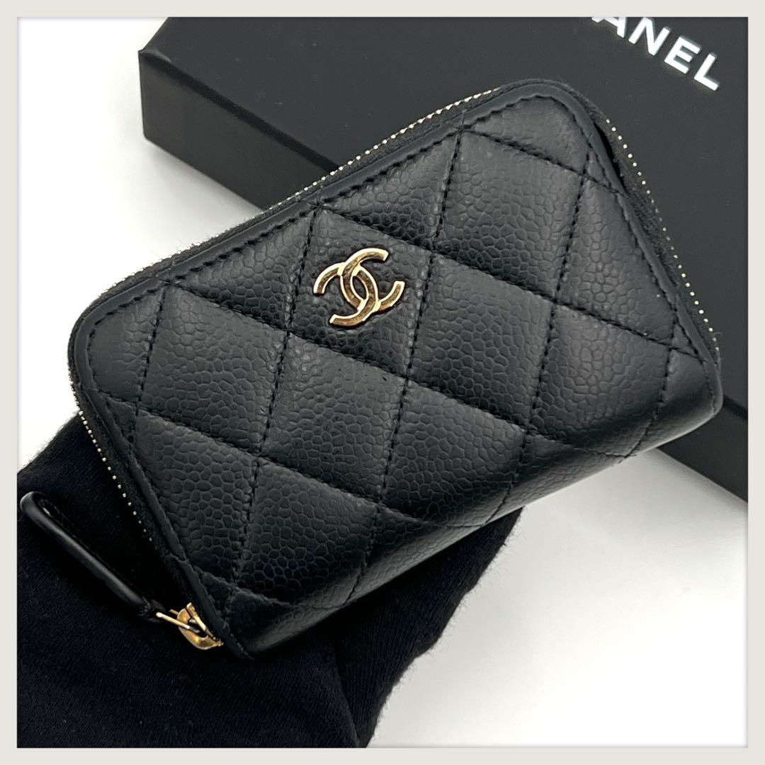 【美品】シャネル マトラッセ キャビアスキン ケース クラシックジップ