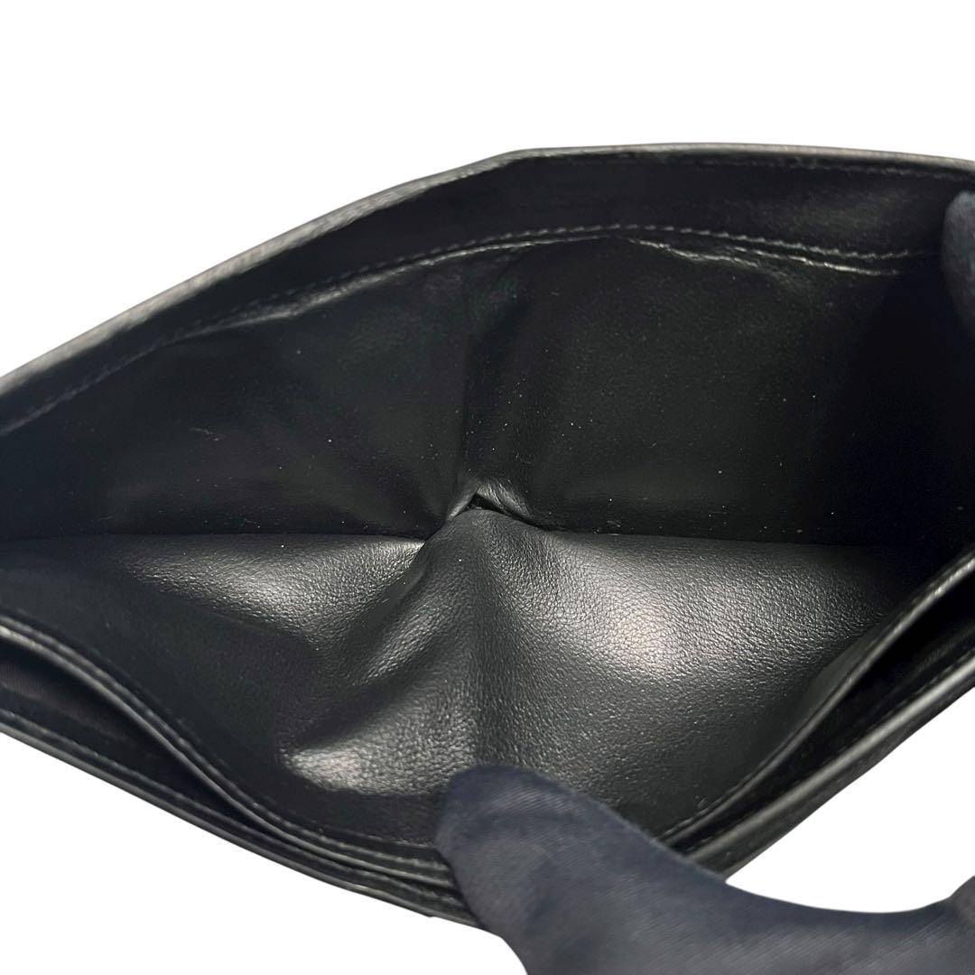 希少✨サンローラン 二つ折り財布 YSL カサンドラ レザー ロゴ ブラック