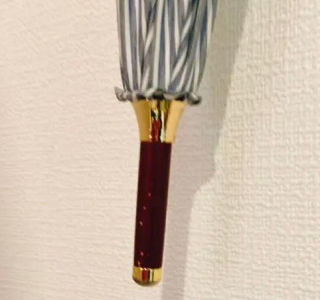 晴雨兼用傘　ストライプフリル　ディープブルー