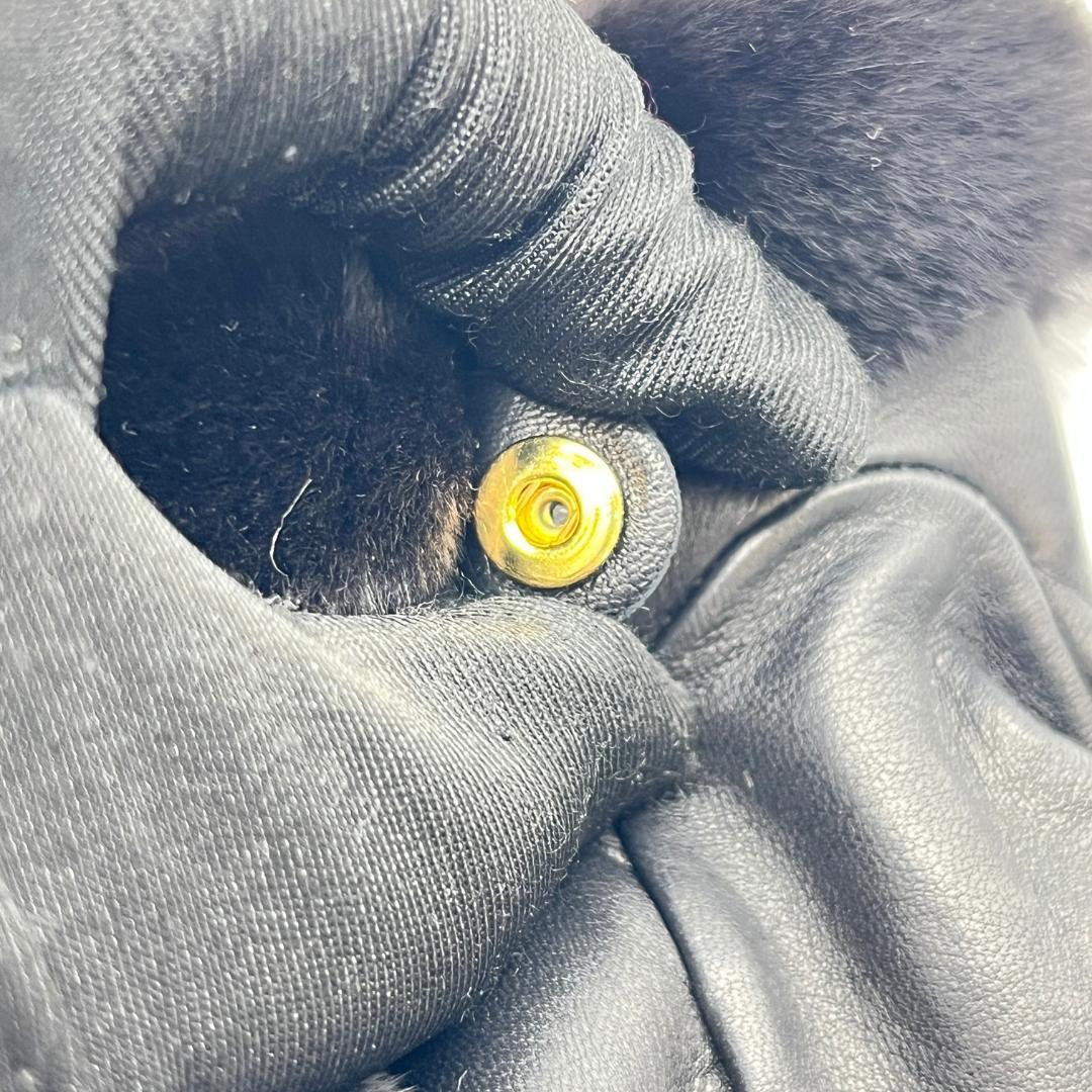 【白】HERMES ケリーグローブ ラムレザー ×ミンクファー　６1/2