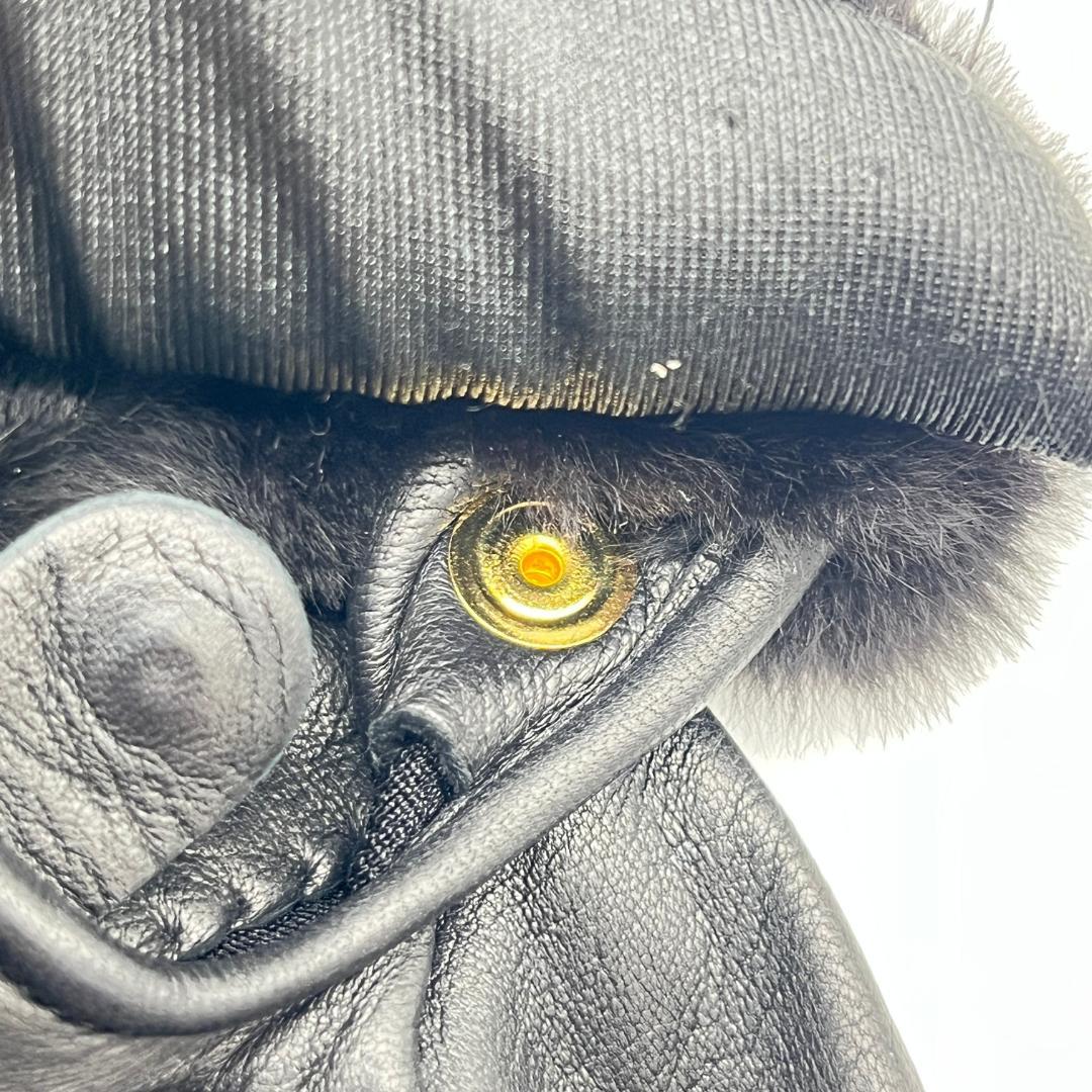 【白】HERMES ケリーグローブ ラムレザー ×ミンクファー　６1/2