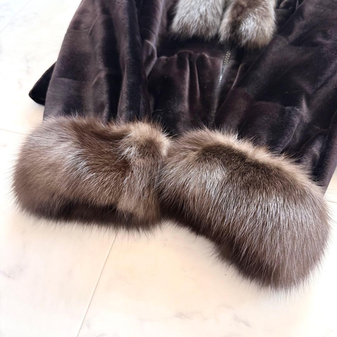高級 ロシアンセーブル 毛皮 シェアード ジャケット クロップド リアルファー