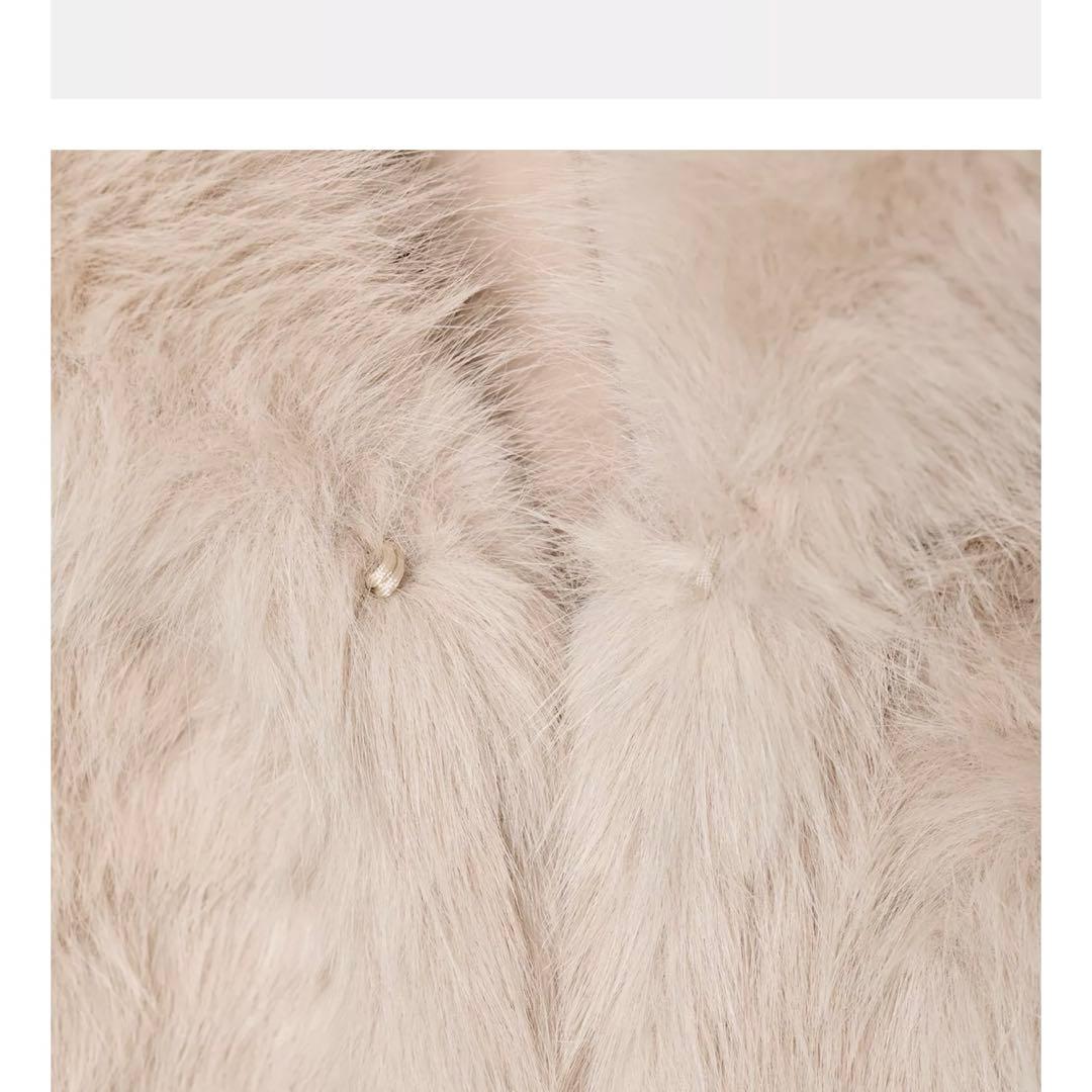 ZARA フェイクファーショートコートラペルカラー S 新品 エクリュ ベージュ