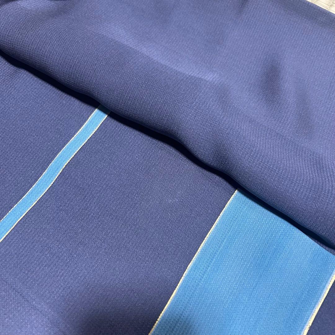 【 値下げ 】 一蔵謹製　八掛がオシャレ！　表もボーダーでオシャレな訪問着４１３