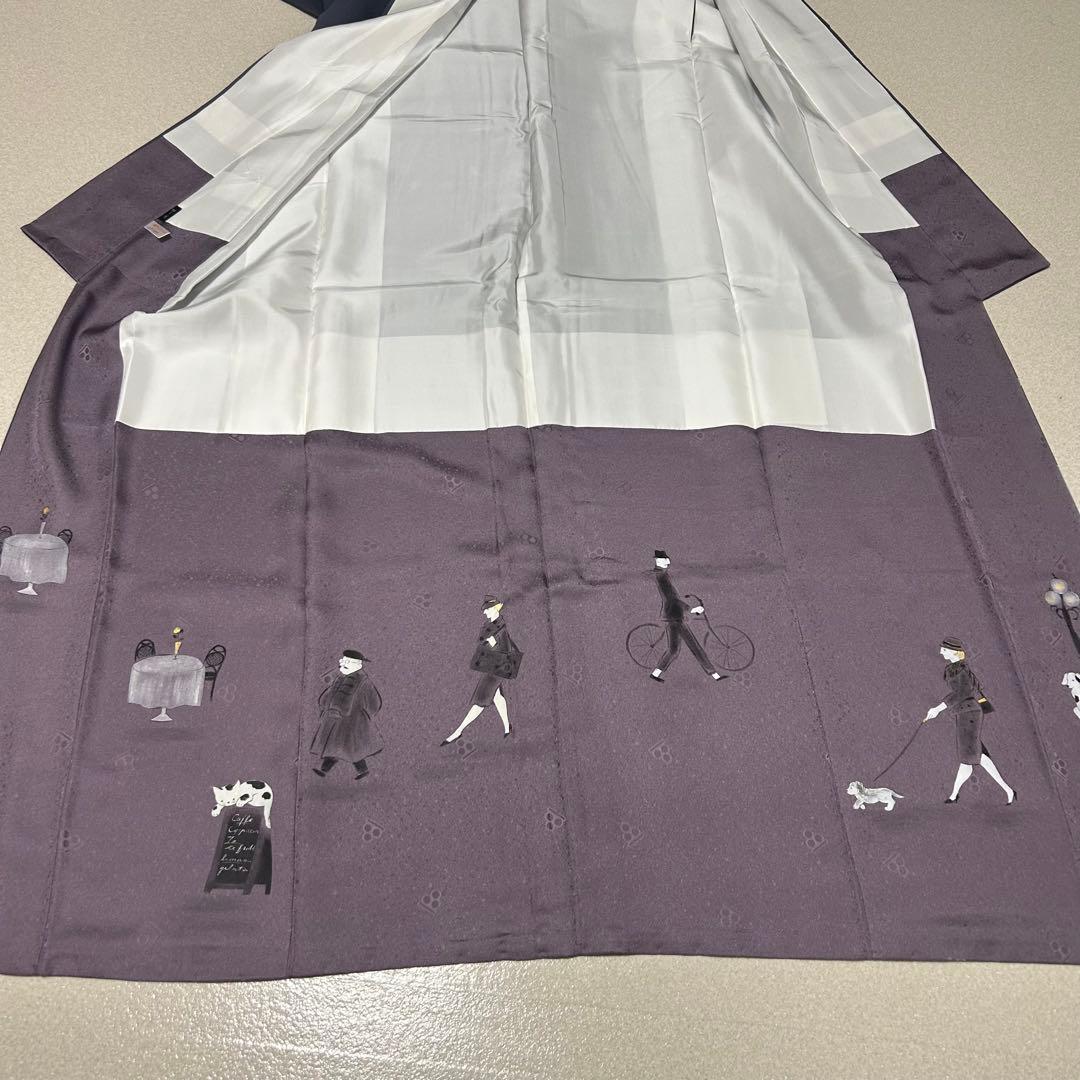 【 値下げ 】 一蔵謹製　八掛がオシャレ！　表もボーダーでオシャレな訪問着４１３