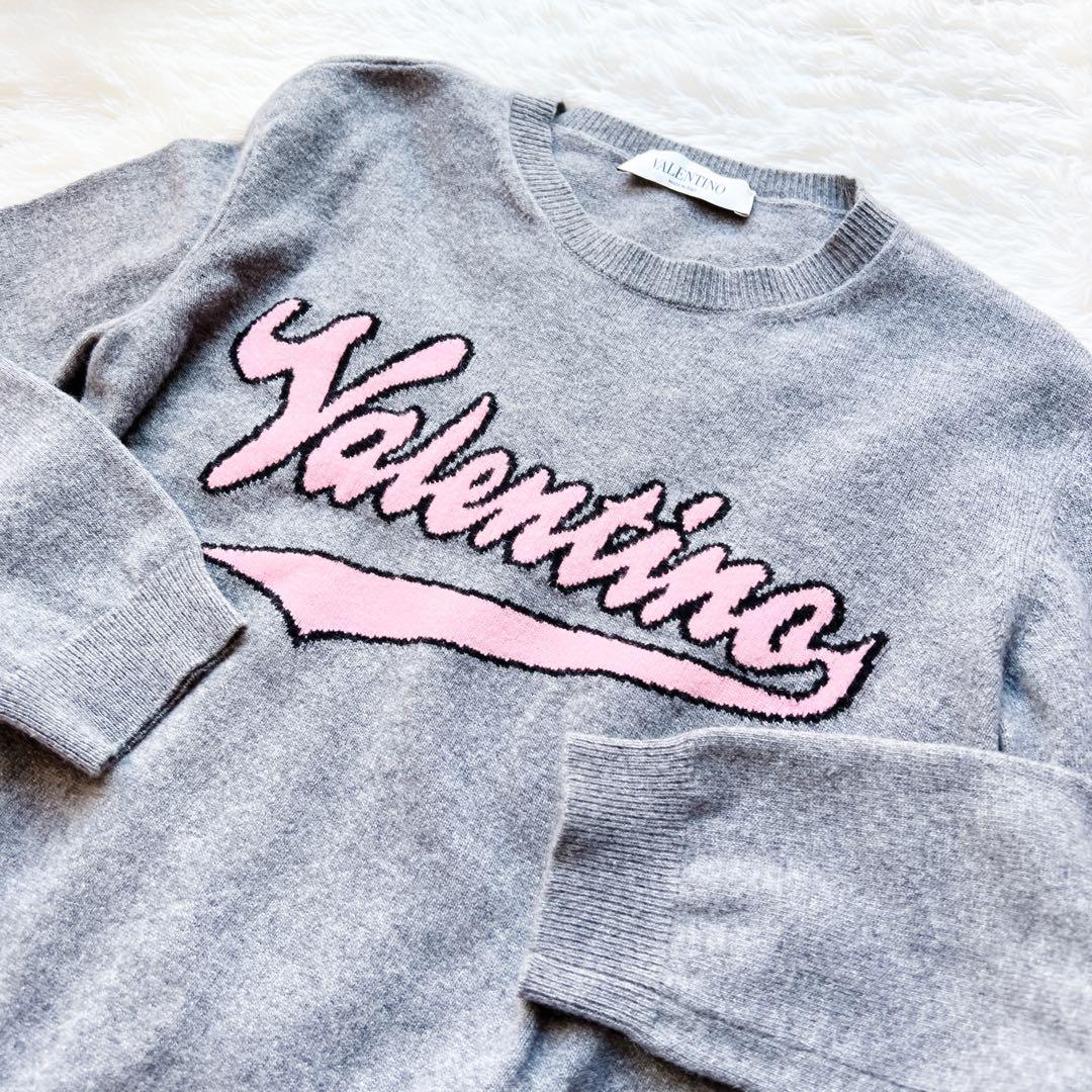 美品VALENTINO ヴァレンティノ ロゴ　インターシャ カシミヤ　セーター