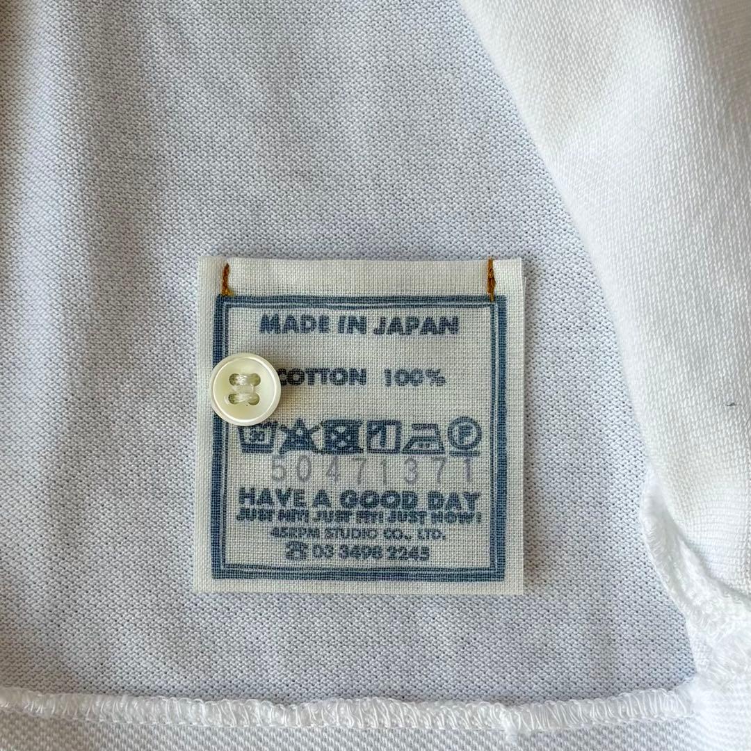 タグ付き✨45R スーピマカノコの33色四角ポロ　R刺繍　パールホワイト　2