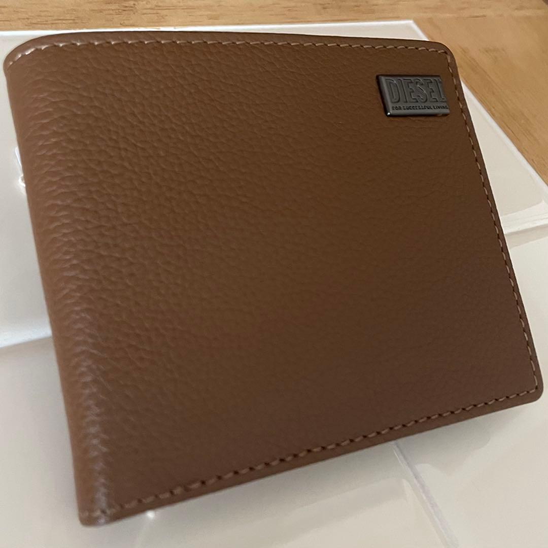 ディーゼル ロゴ レザー 本革 折り財布　ブラウン