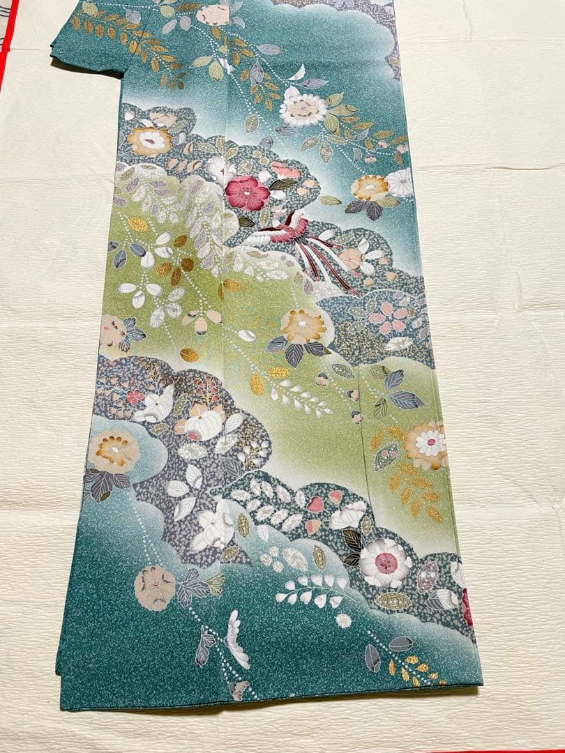 訪問着フルセット　辻ヶ花　絞り　金彩　正絹　鳳凰　唐織　丹後ちりめん