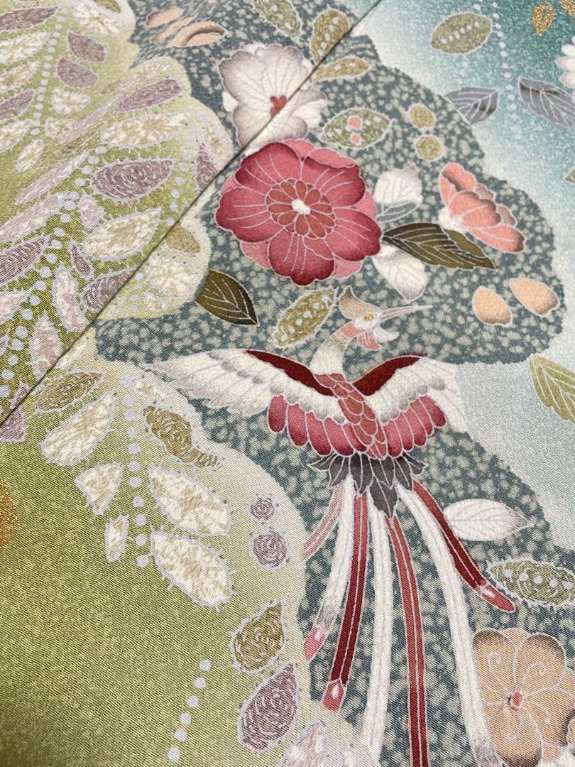 訪問着フルセット　辻ヶ花　絞り　金彩　正絹　鳳凰　唐織　丹後ちりめん