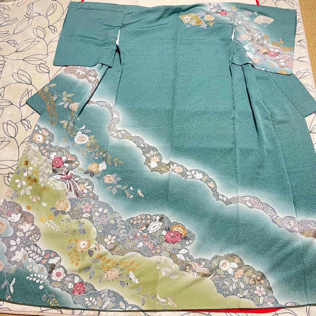 訪問着フルセット　辻ヶ花　絞り　金彩　正絹　鳳凰　唐織　丹後ちりめん