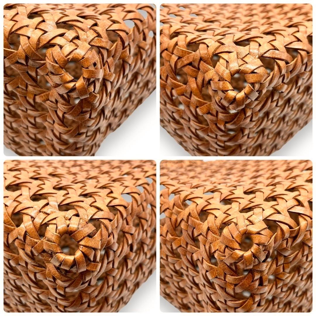 【極美品】45R　レザーメッシュ　編み込みトートバッグ　ブラウン　45rpm