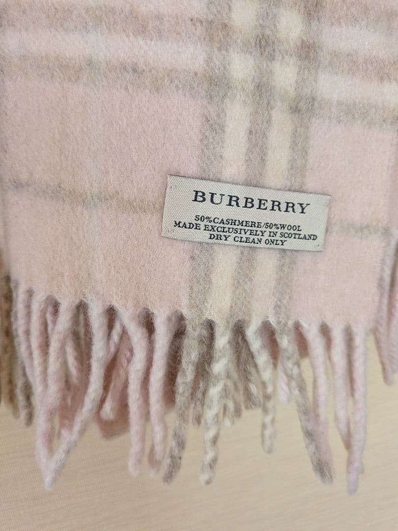 BURBERRY ピンク グレー チェック マフラー