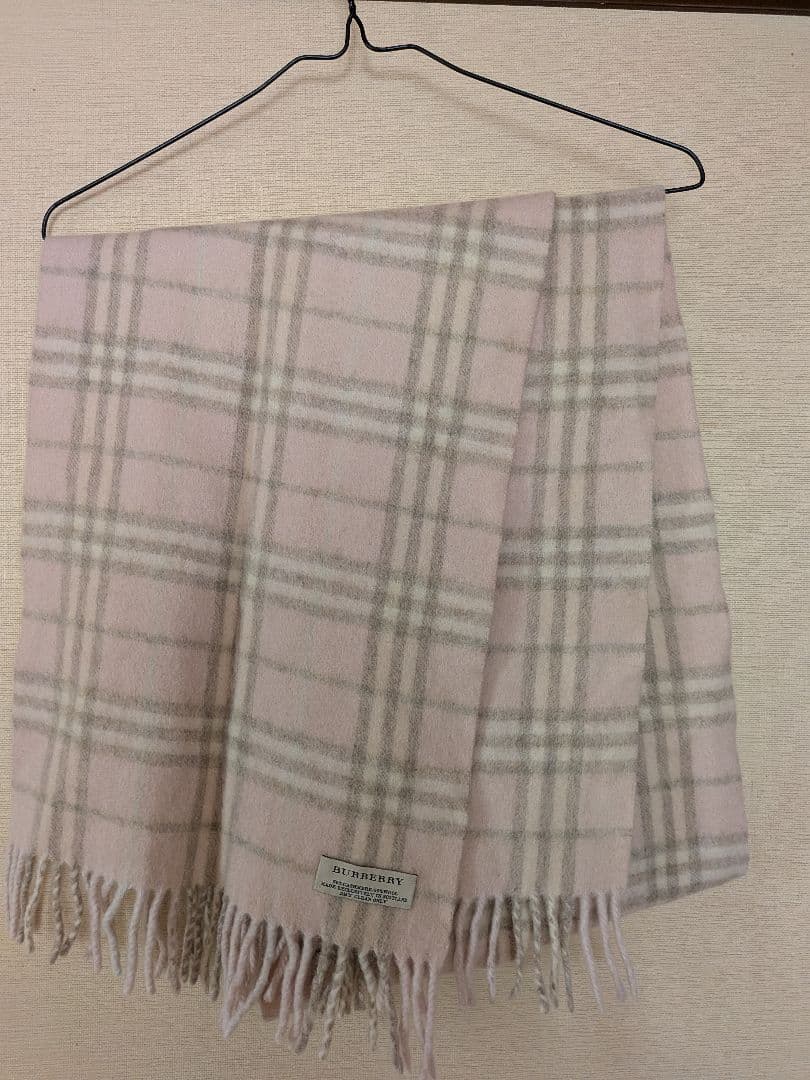 BURBERRY ピンク グレー チェック マフラー